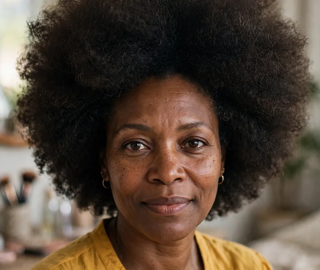 Maximum volume picked out big afro on a Black woman