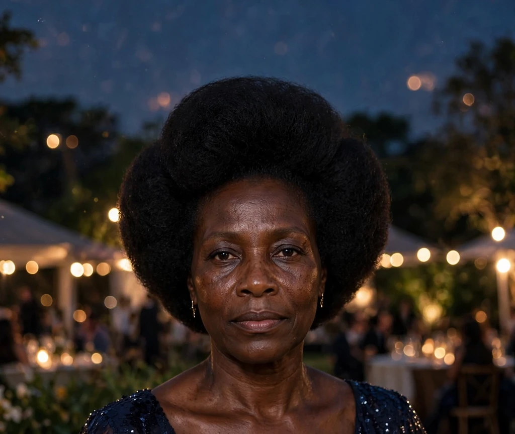Sculpted evening big afro hairstyle on a Black woman