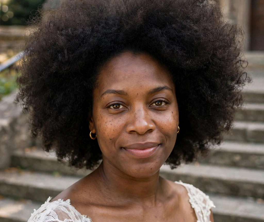 Wedding day big afro hairstyle on a Black bride