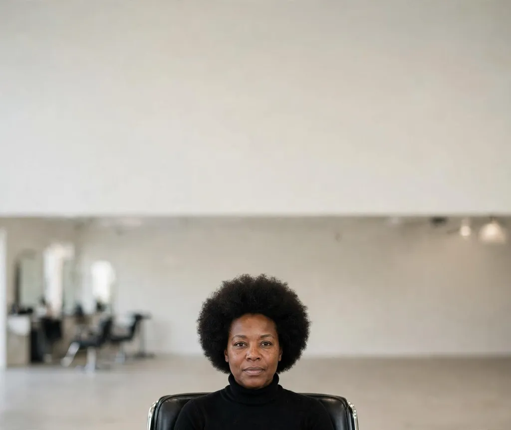 Big afro hairstyle with honey ringed ends on a Black woman