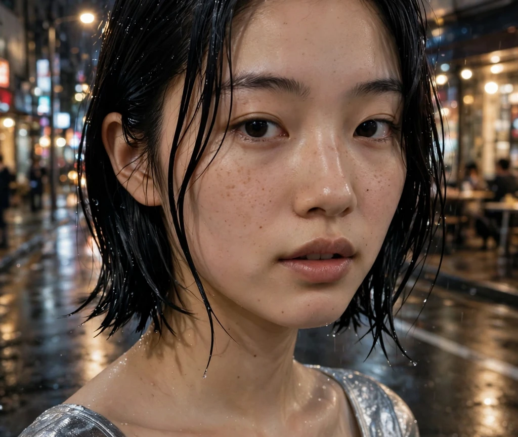 Modern wet-look bob haircut