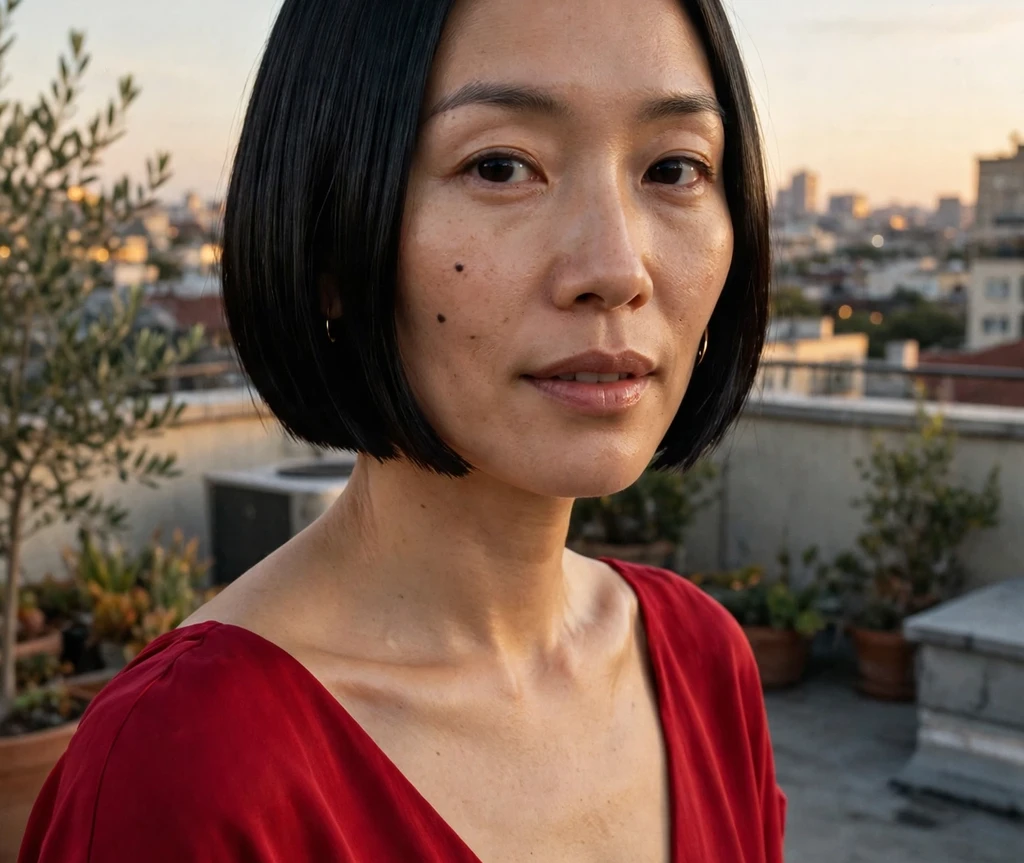 Jet-black sleek bob haircut