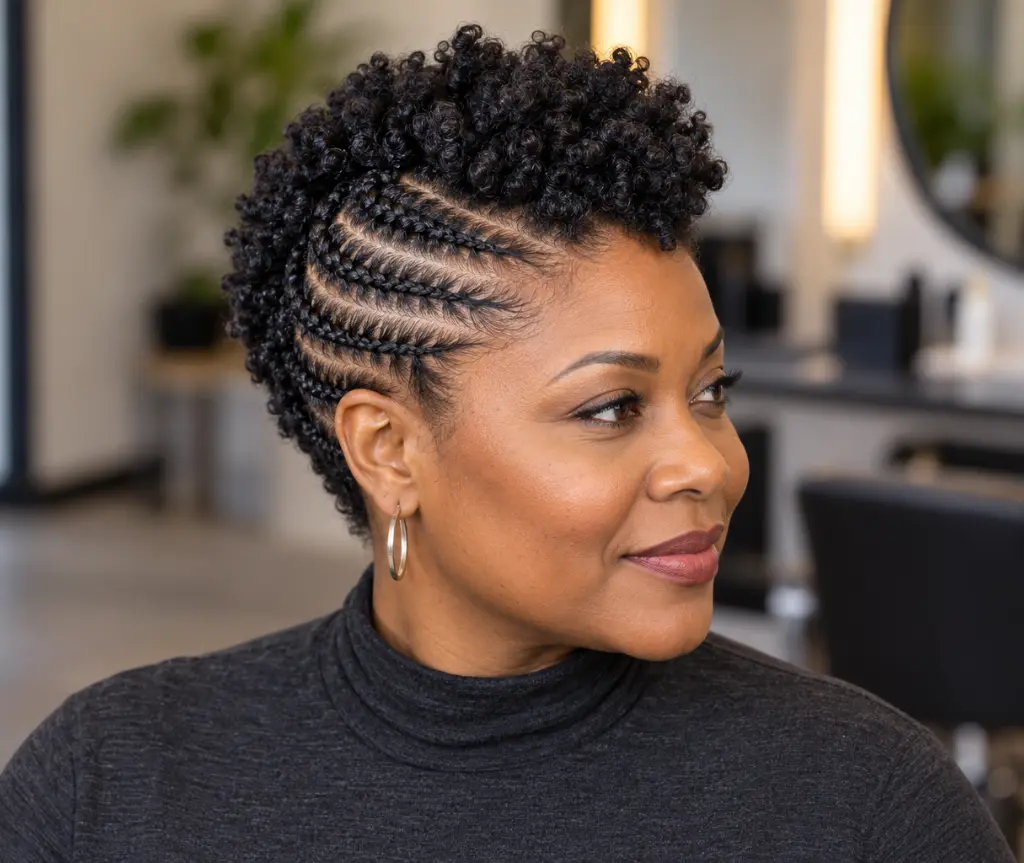 Braided Faux Hawk for Short Coily Hair