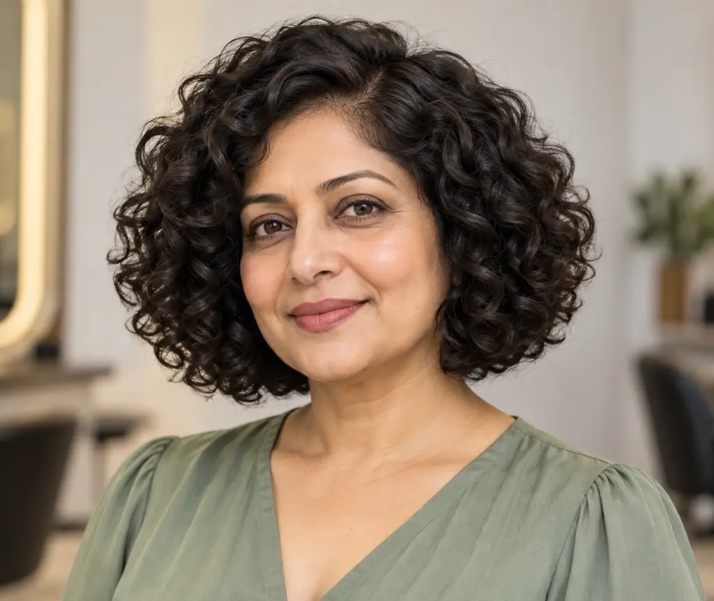 Chin-Length Curly Bob