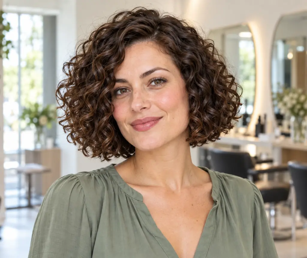 Chin-Length Curly Bob