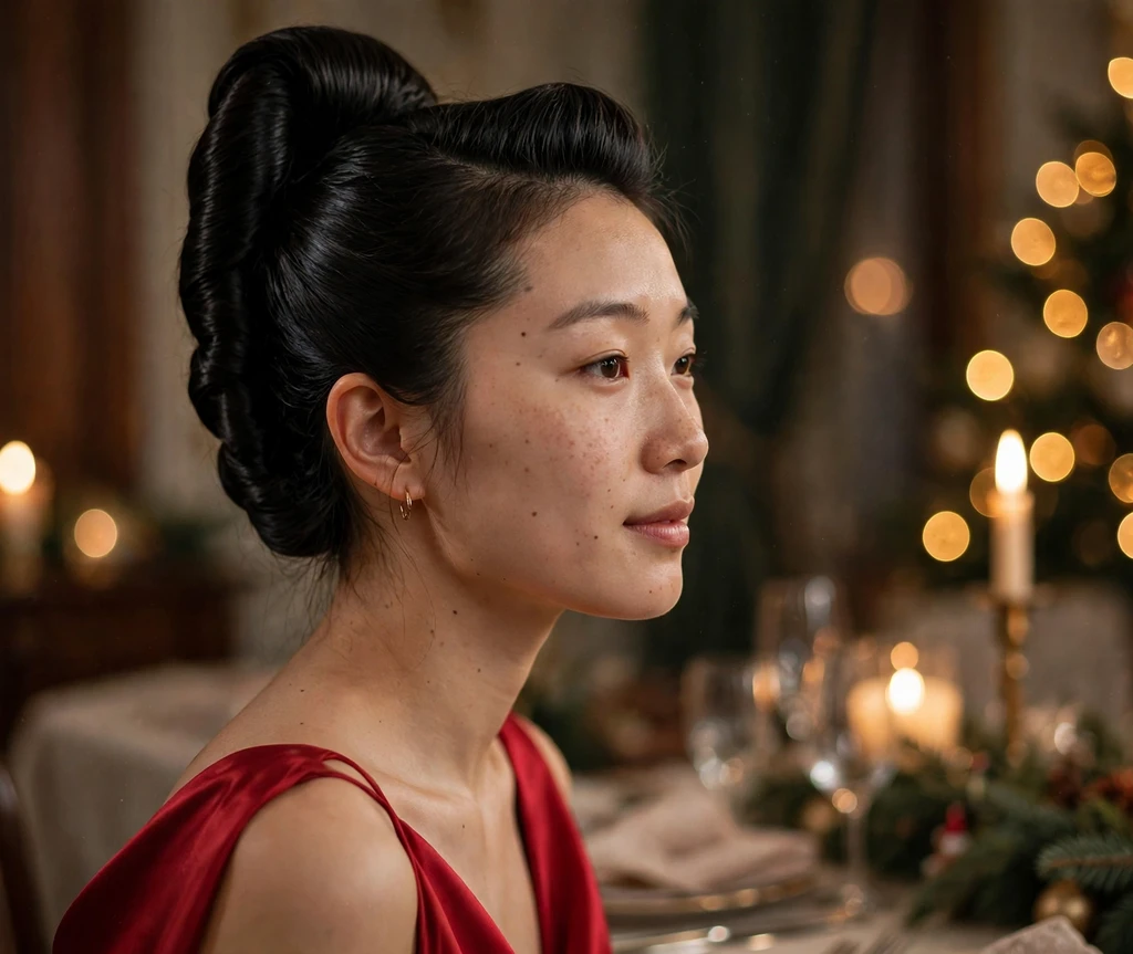 Elegant French twist updo for Christmas Eve