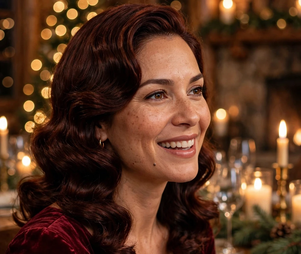 Polished Hollywood waves for Christmas Eve dinner