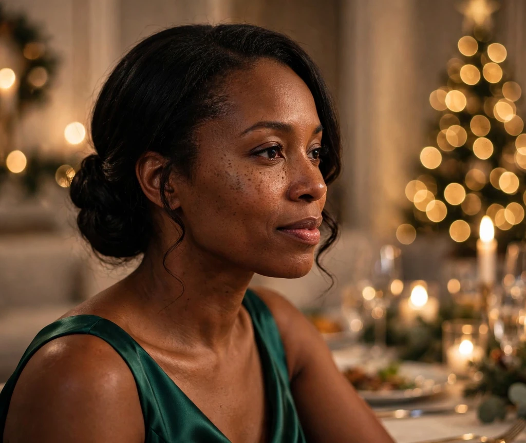 Side-swept low chignon Christmas Eve hairstyle