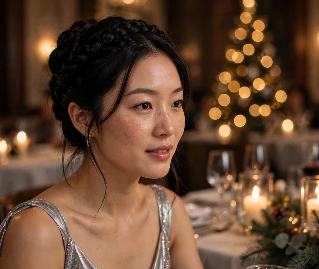 Braided crown updo for Christmas Eve