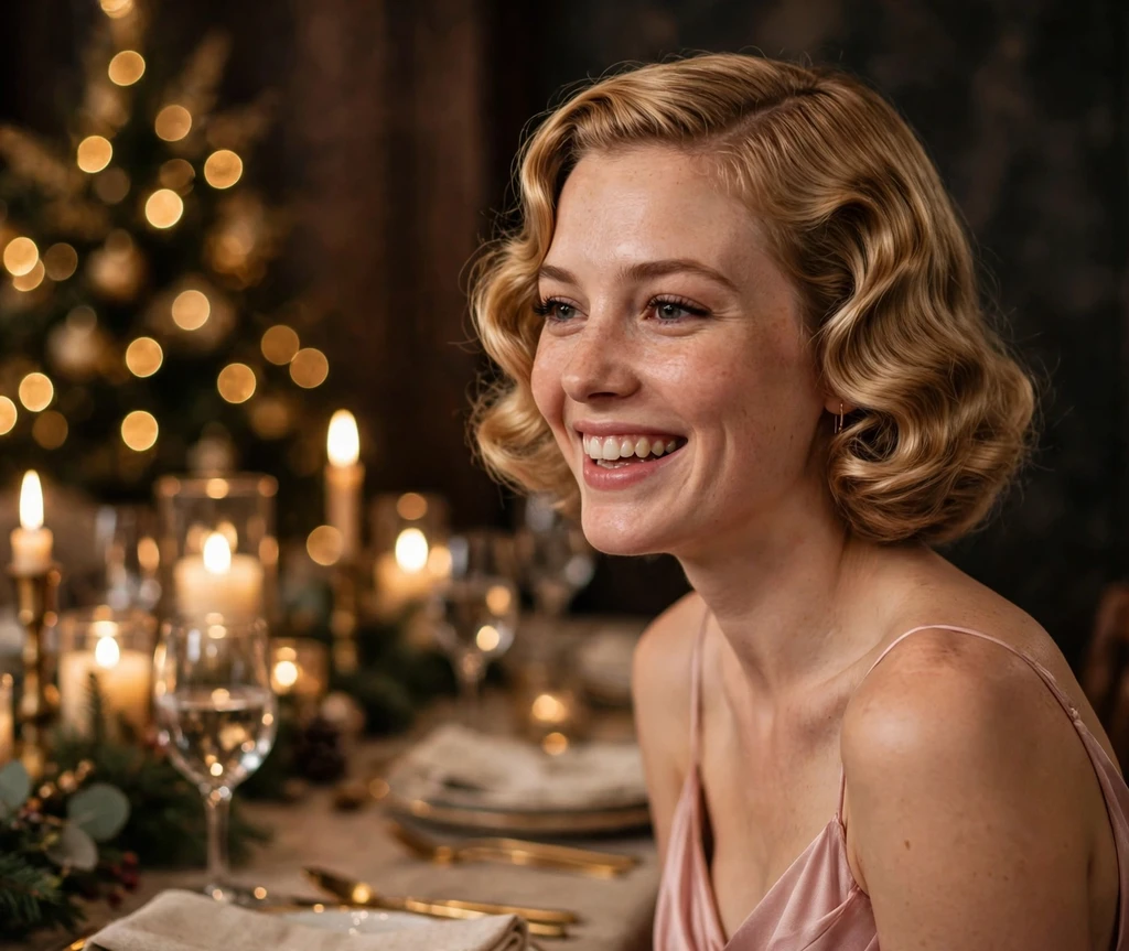 Vintage finger waves Christmas Eve hairstyle