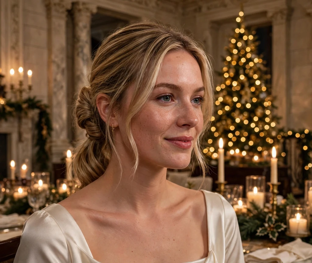 Wrapped low ponytail elegant Christmas Eve hairstyle