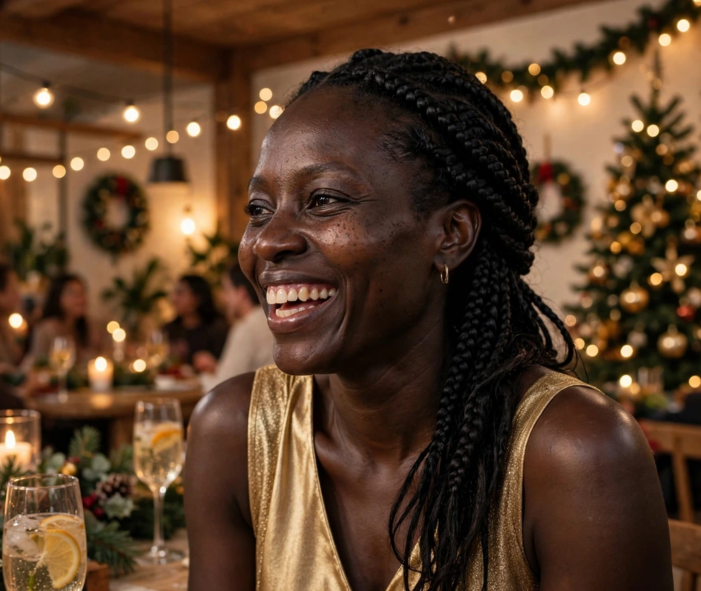 Side-swept goddess braids styled for a Christmas party