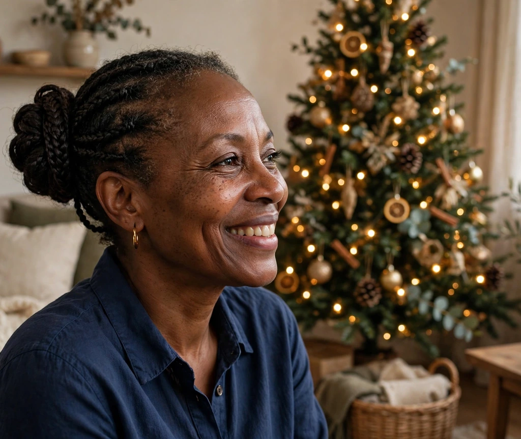 Elegant side bun with twisted detailing for Christmas