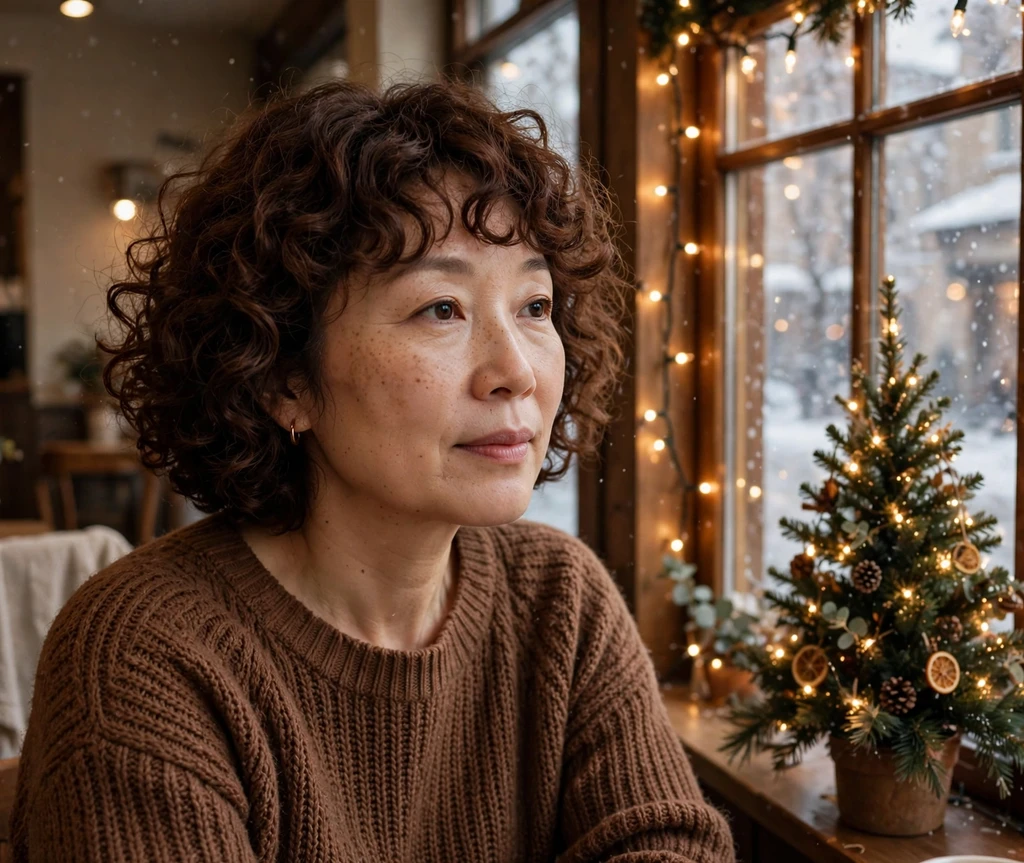 Cocoa kiss curly bob with bangs and springy cocoa brown curls