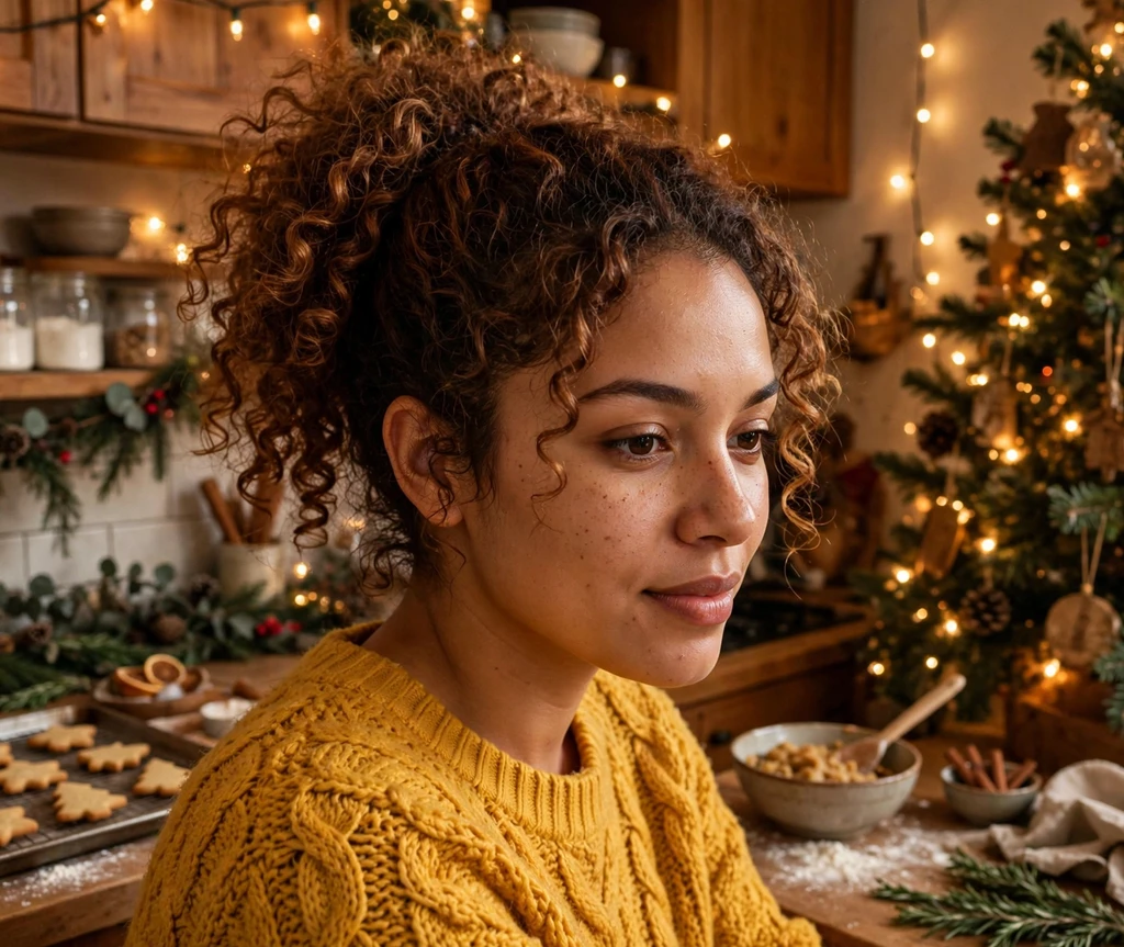 Cinnamon spice curly high ponytail with warm brown bouncy curls