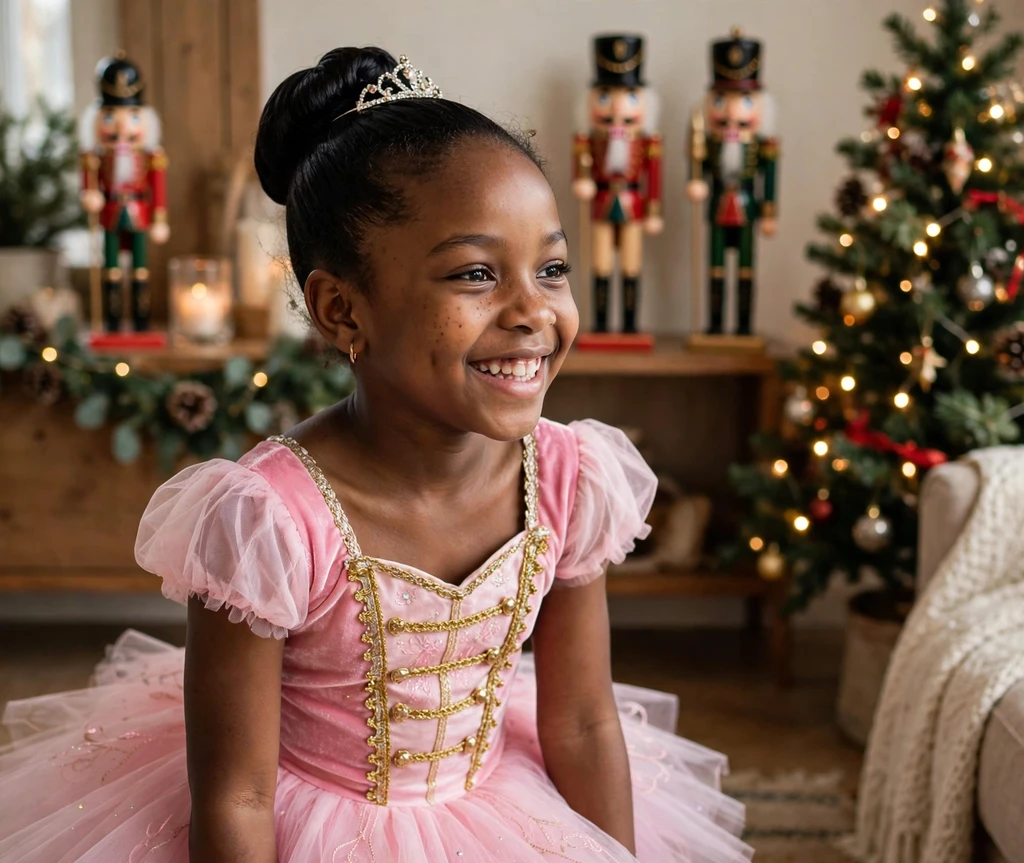 Nutcracker ballerina bun Christmas hairstyle for kids