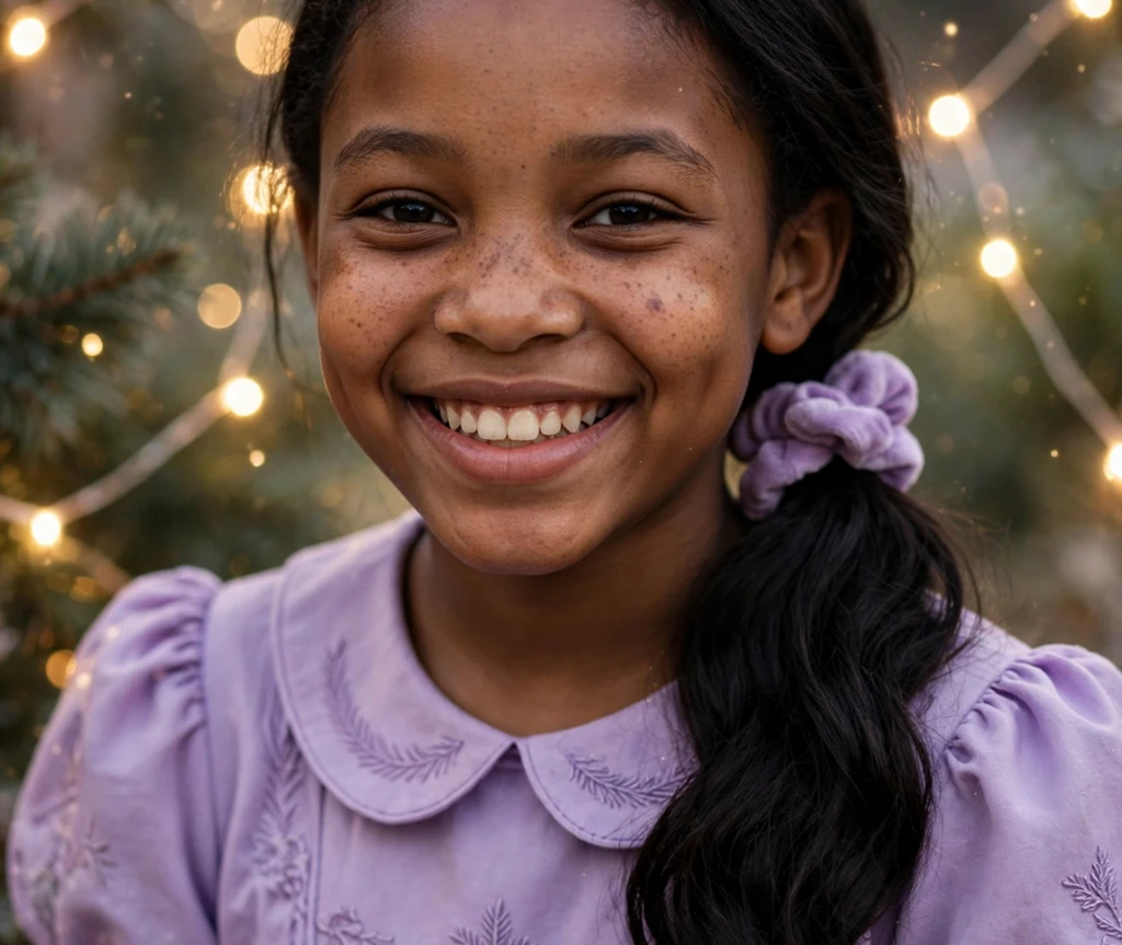 Sugar plum side ponytail Christmas hairstyle for kids