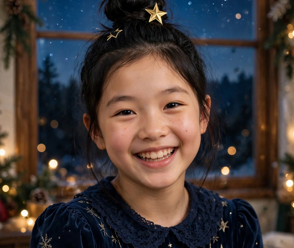 Starlight top knot Christmas hairstyle for kids