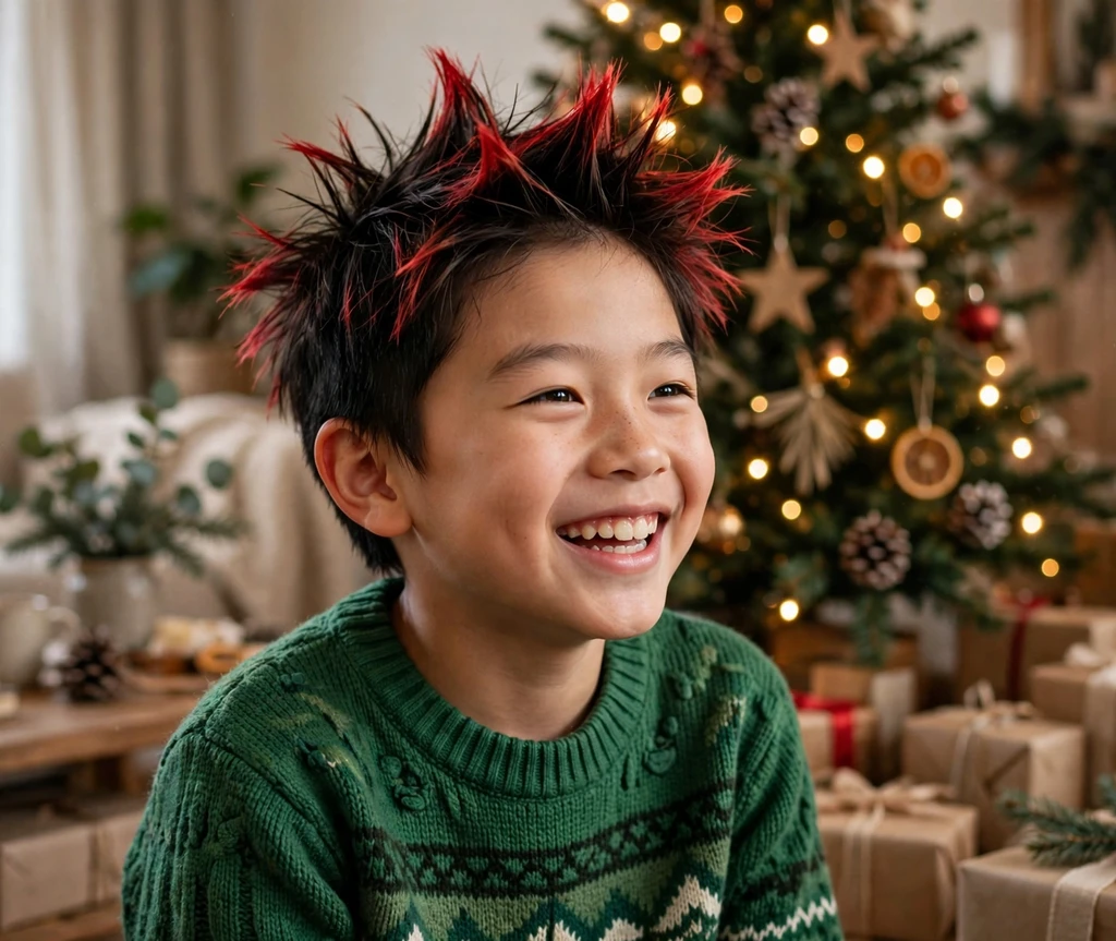 Spiky star boy cut Christmas hairstyle for kids