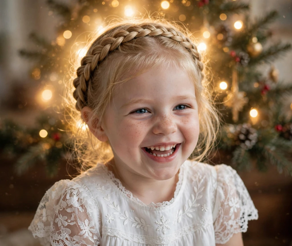 Angel halo braid Christmas hairstyle for kids
