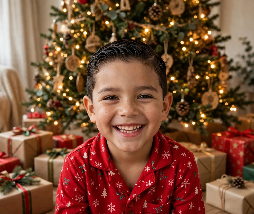 Neat Christmas morning comb-over Christmas hairstyle for kids