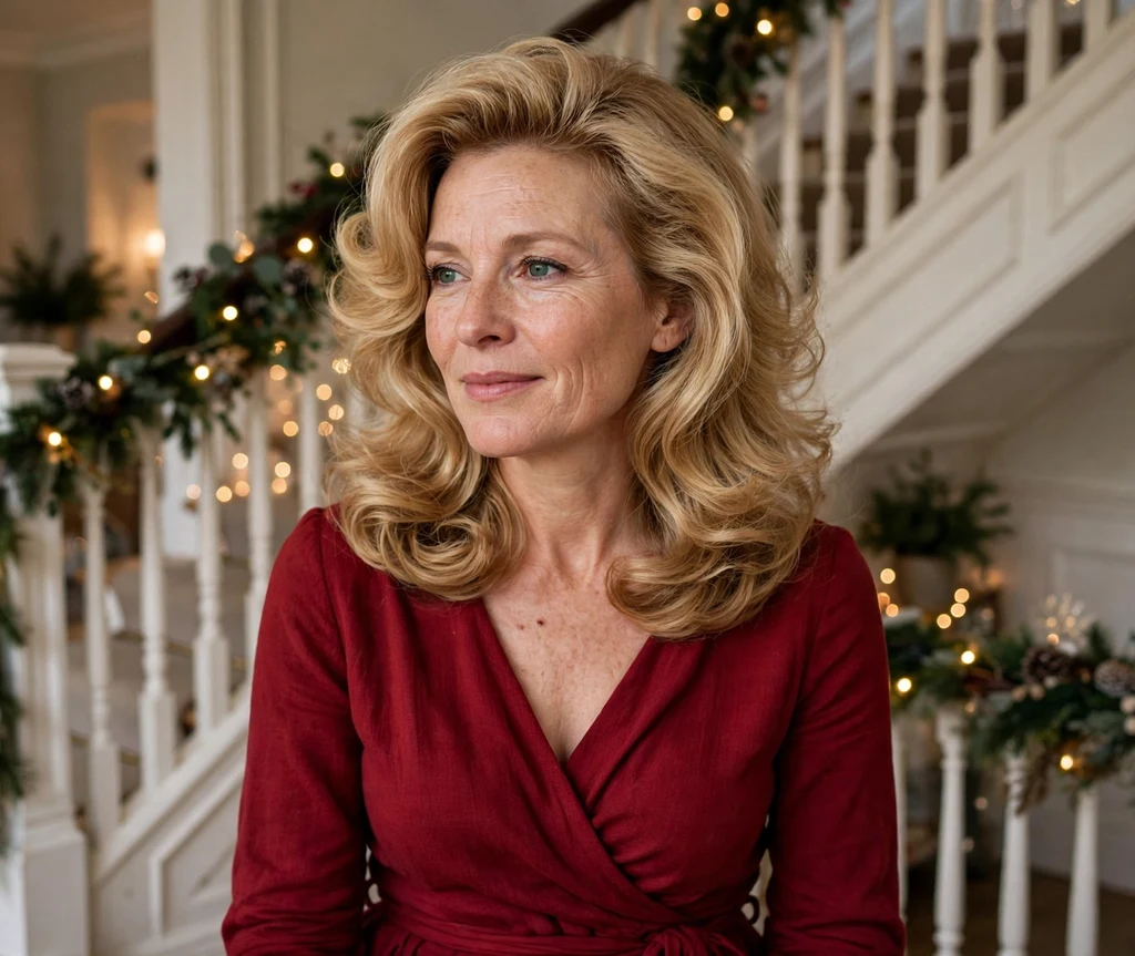 Voluminous honey-blonde holiday blowout
