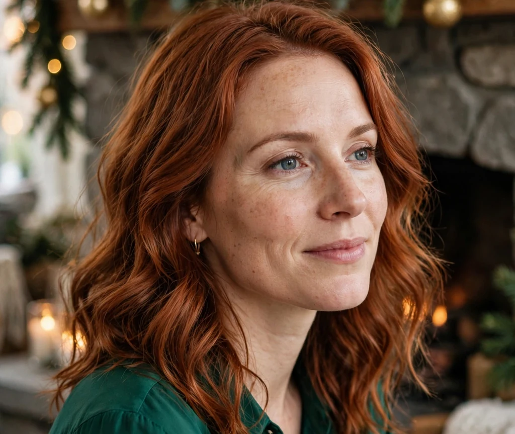 Copper-red shoulder waves for the holidays