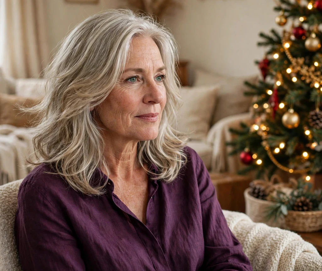 Silver-blonde soft layers at collarbone length