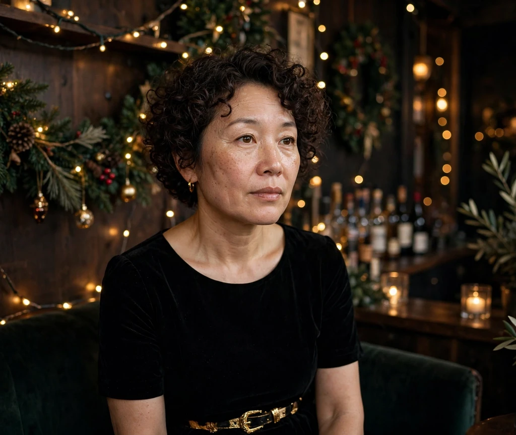 Nutcracker tight short ringlet curls in a Christmas jazz lounge