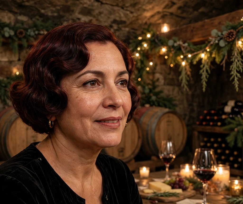 Tinsel-twist vintage finger waves at a Christmas wine tasting