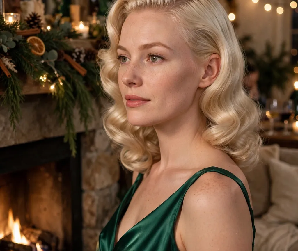Classic Hollywood glamour waves for a Christmas party