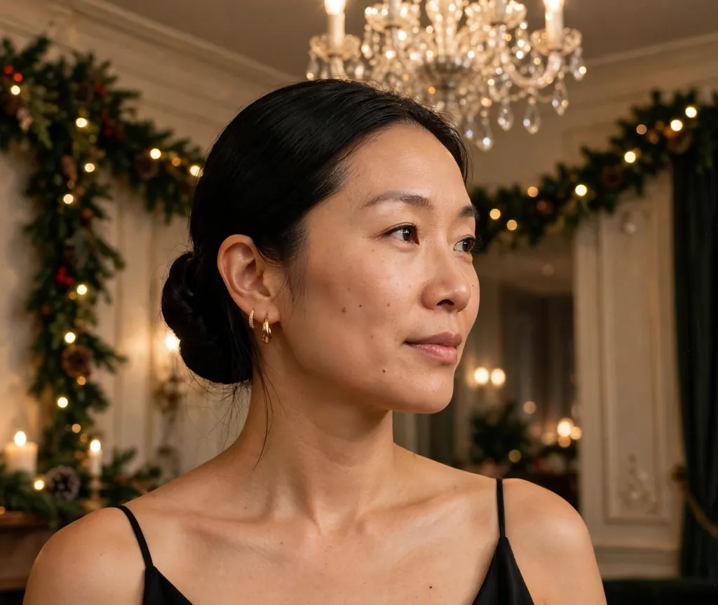 Sleek low chignon Christmas party hairstyle
