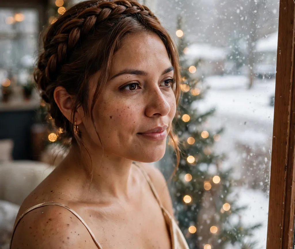Braided crown updo Christmas party hairstyle