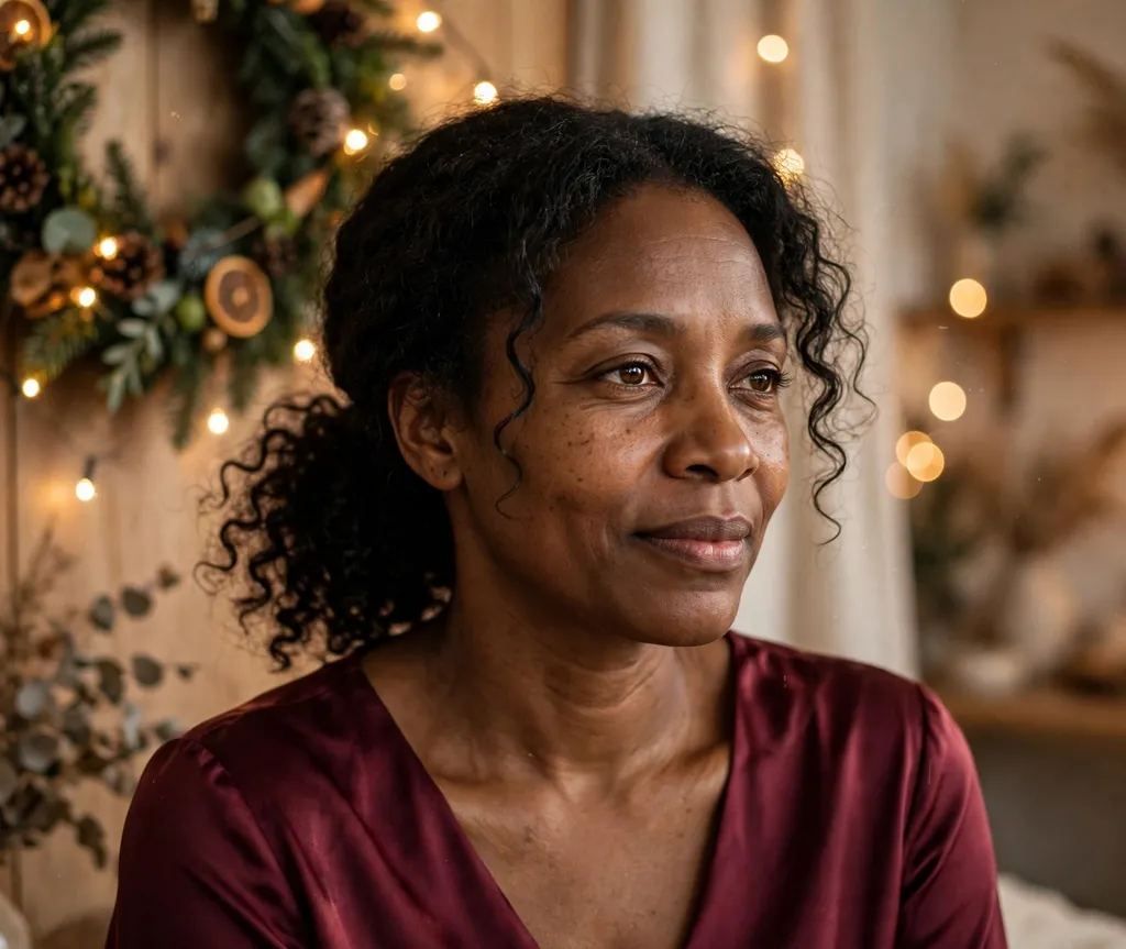 Low curly ponytail hairstyle for a Christmas party