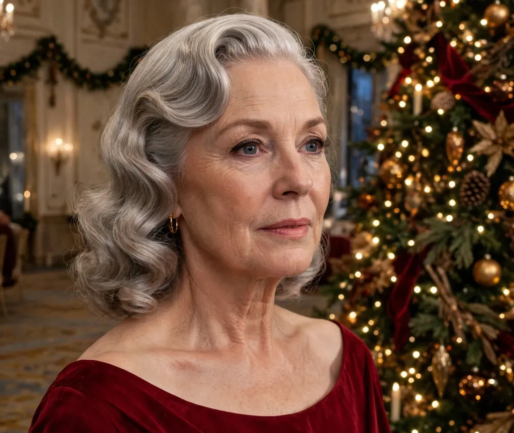 Side-swept vintage curls Christmas party hairstyle