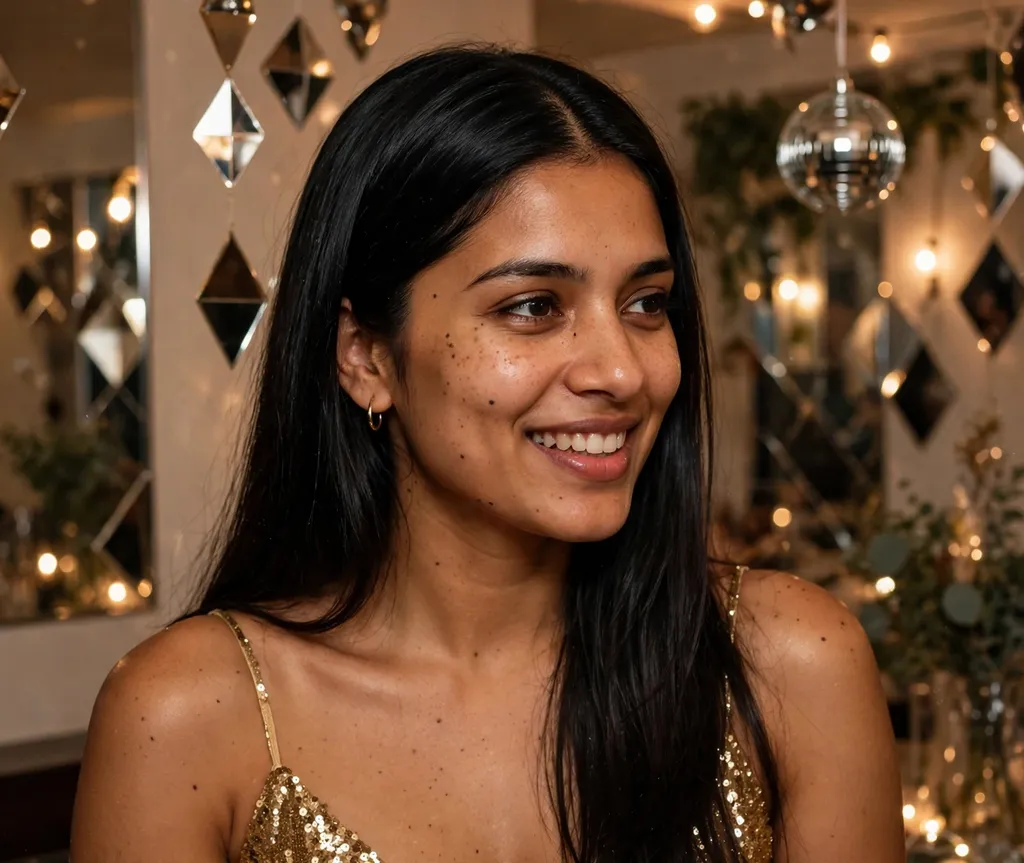Glossy middle-part straight Christmas party hairstyle
