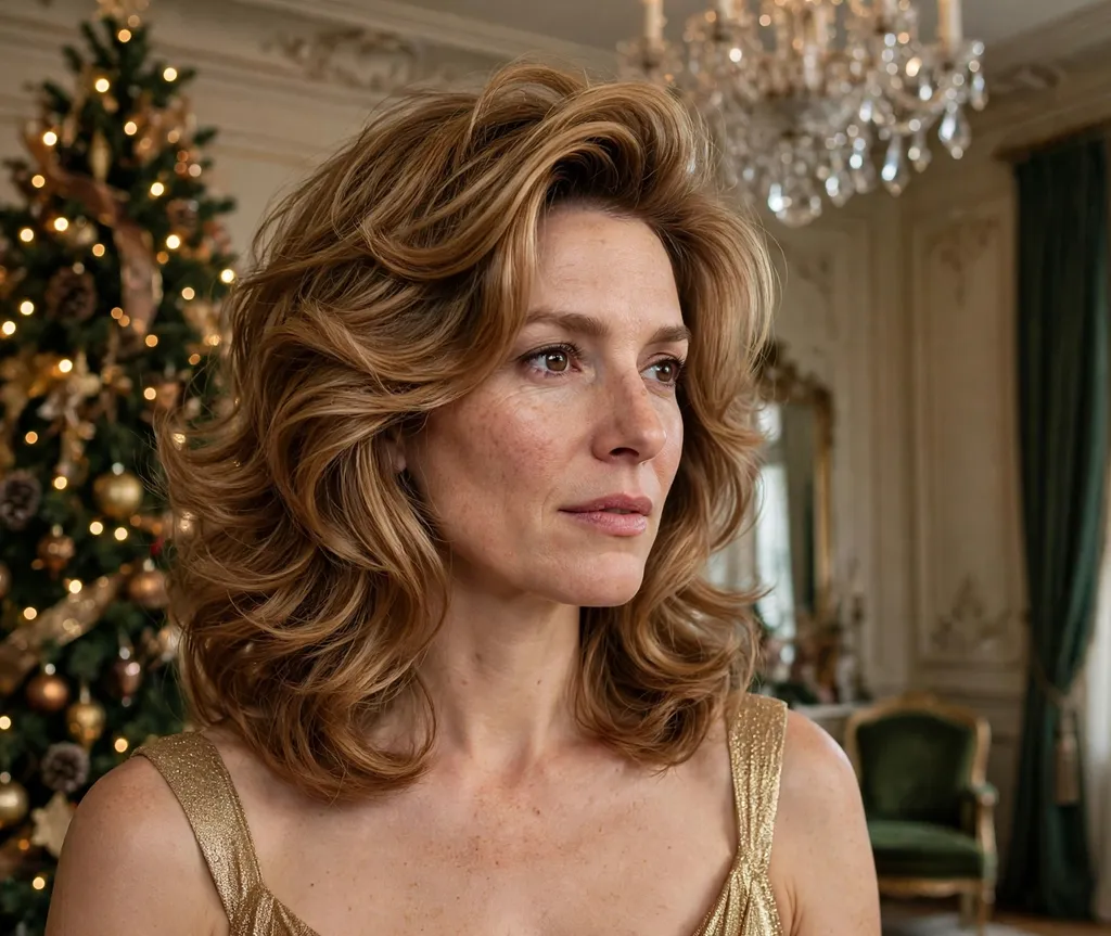 Layered party blowout Christmas party hairstyle