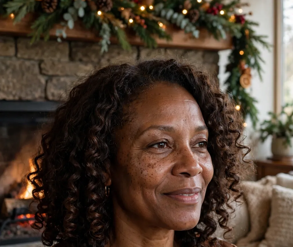 Spiral perm curls hairstyle for Christmas party