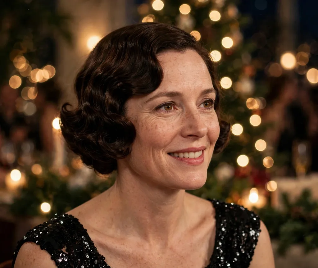 Old-Hollywood bob waves hairstyle for Christmas party