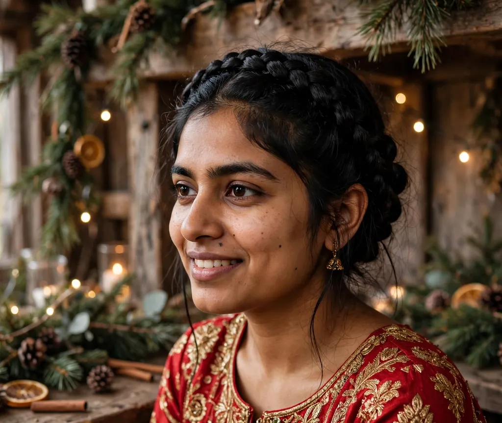 Milkmaid braids hairstyle for Christmas party