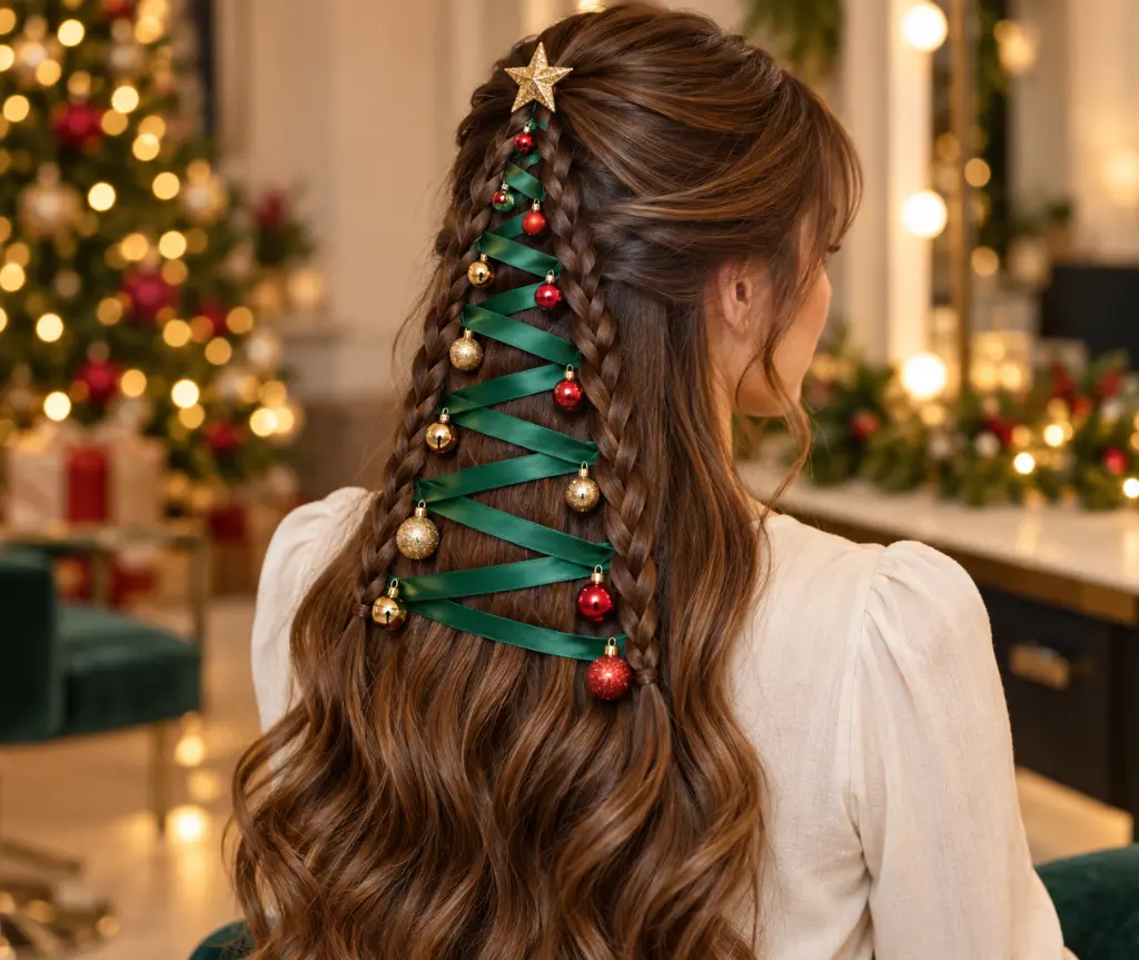 Classic Ribbon-Laced Christmas Tree Braid