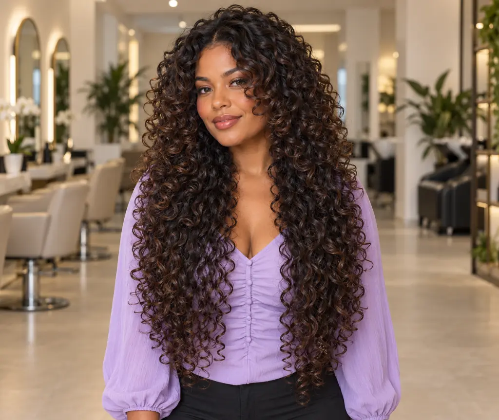 Curly Butterfly Haircut With Long Cascading Layers