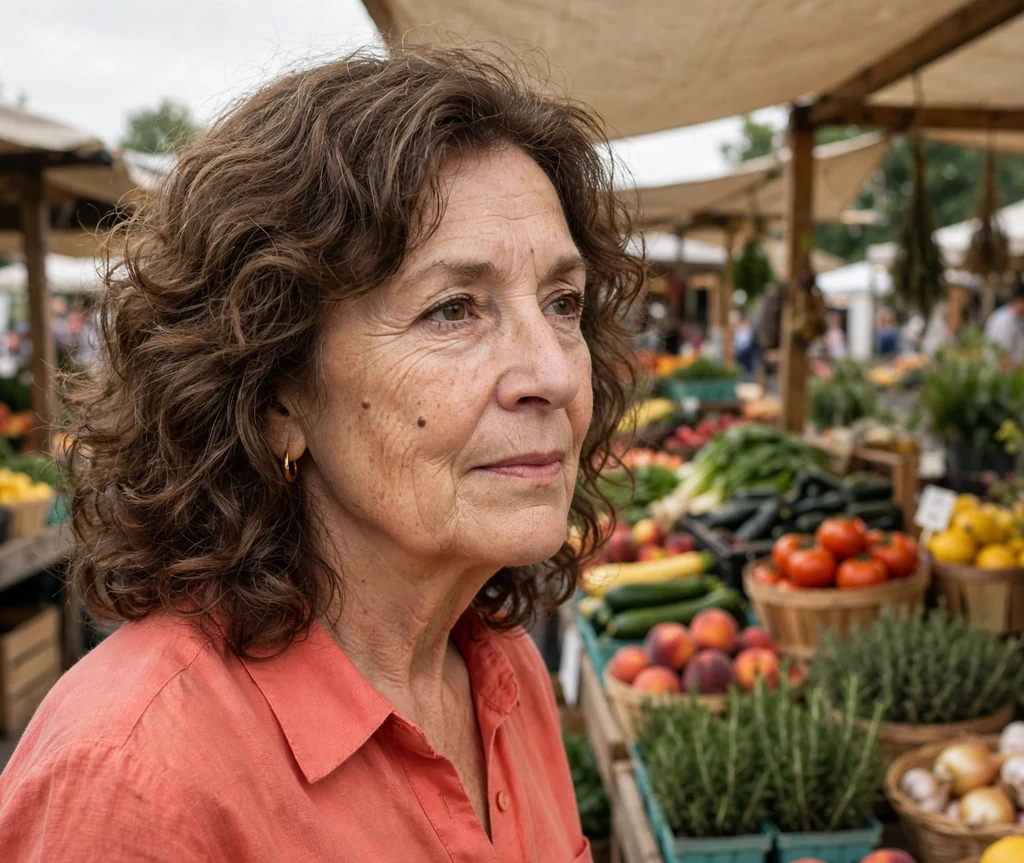 Classic shoulder-length curly layers haircut for older women