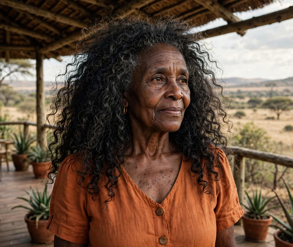 Voluminous curly layers for thick hair for older women