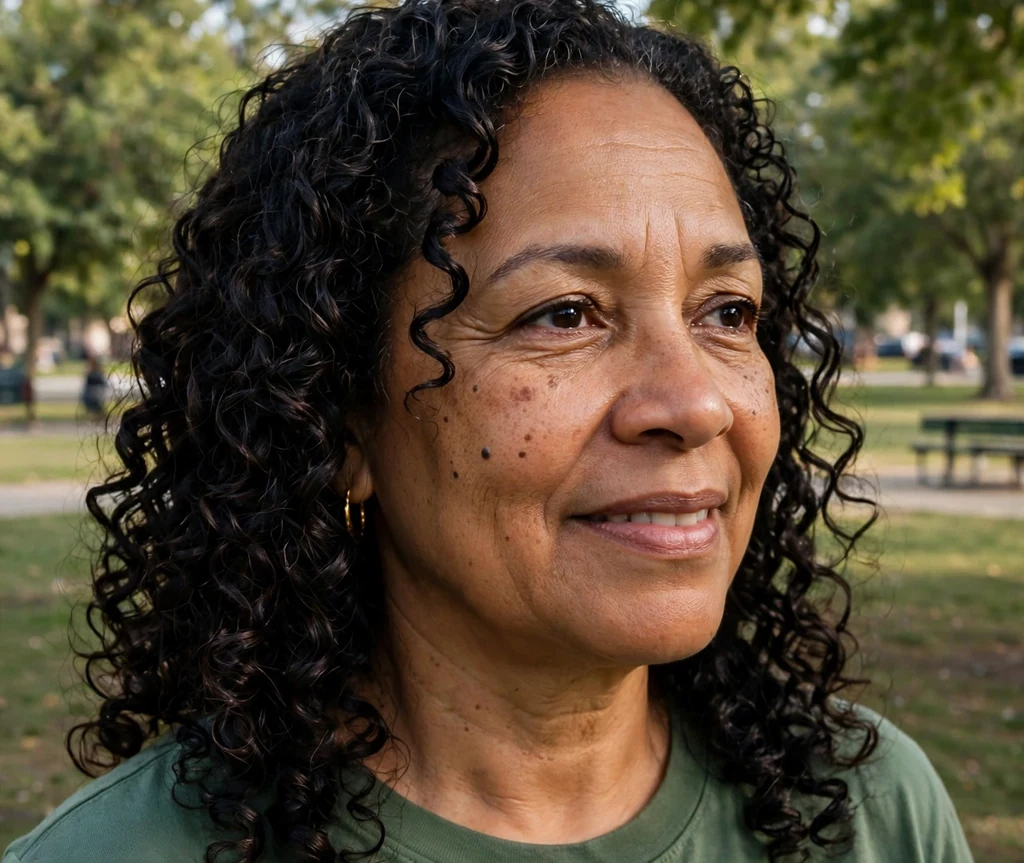 Defined wash-and-go curls hairstyle for older women