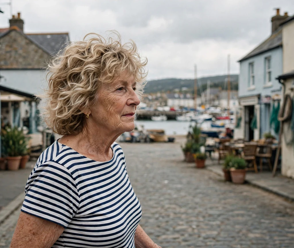 Curly shag haircut with feathered ends for older women