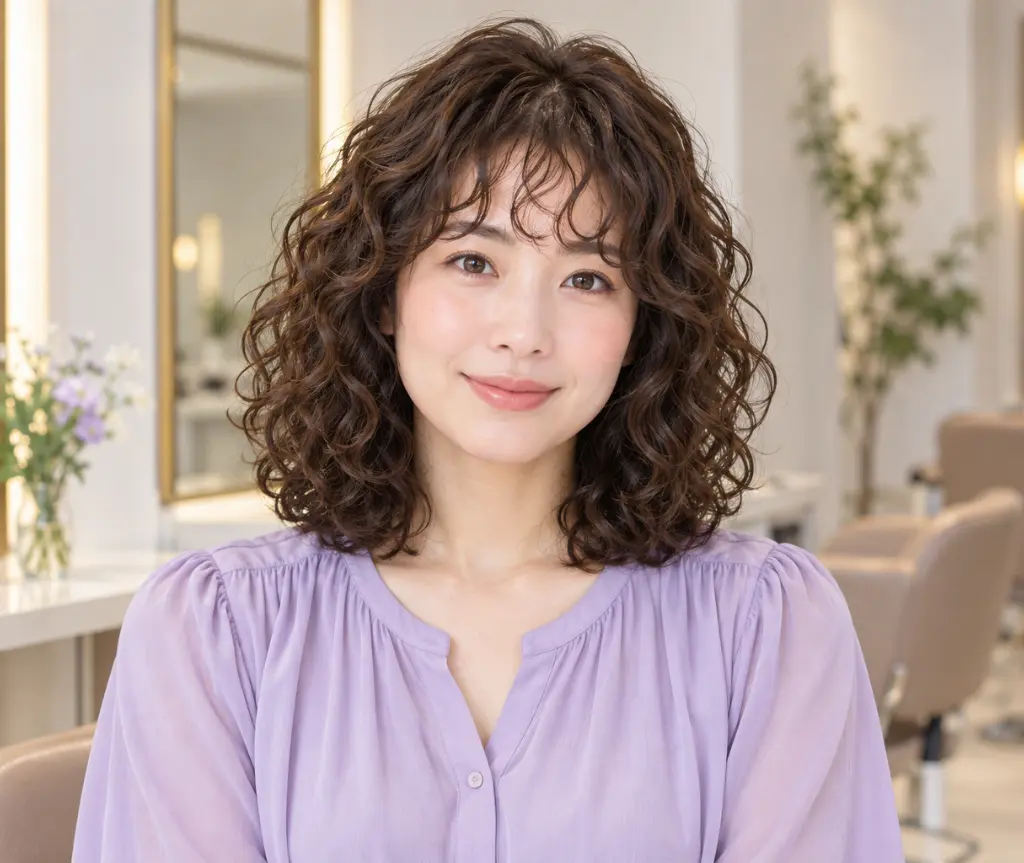 Curly Wig with Wispy Bangs