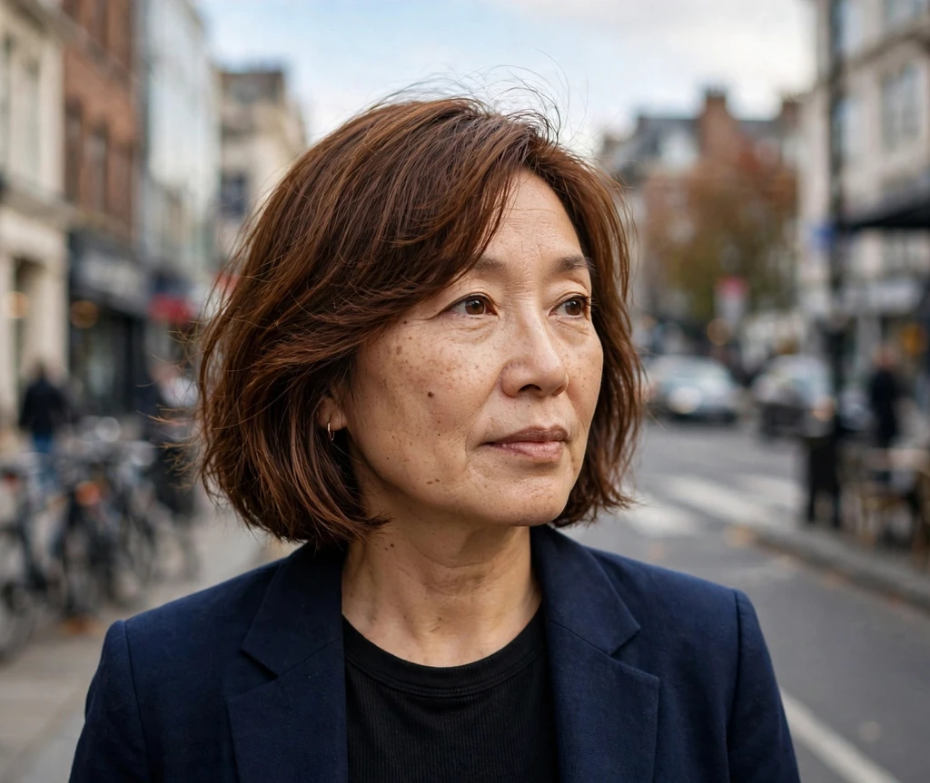 Warm chestnut brown chin-length bob