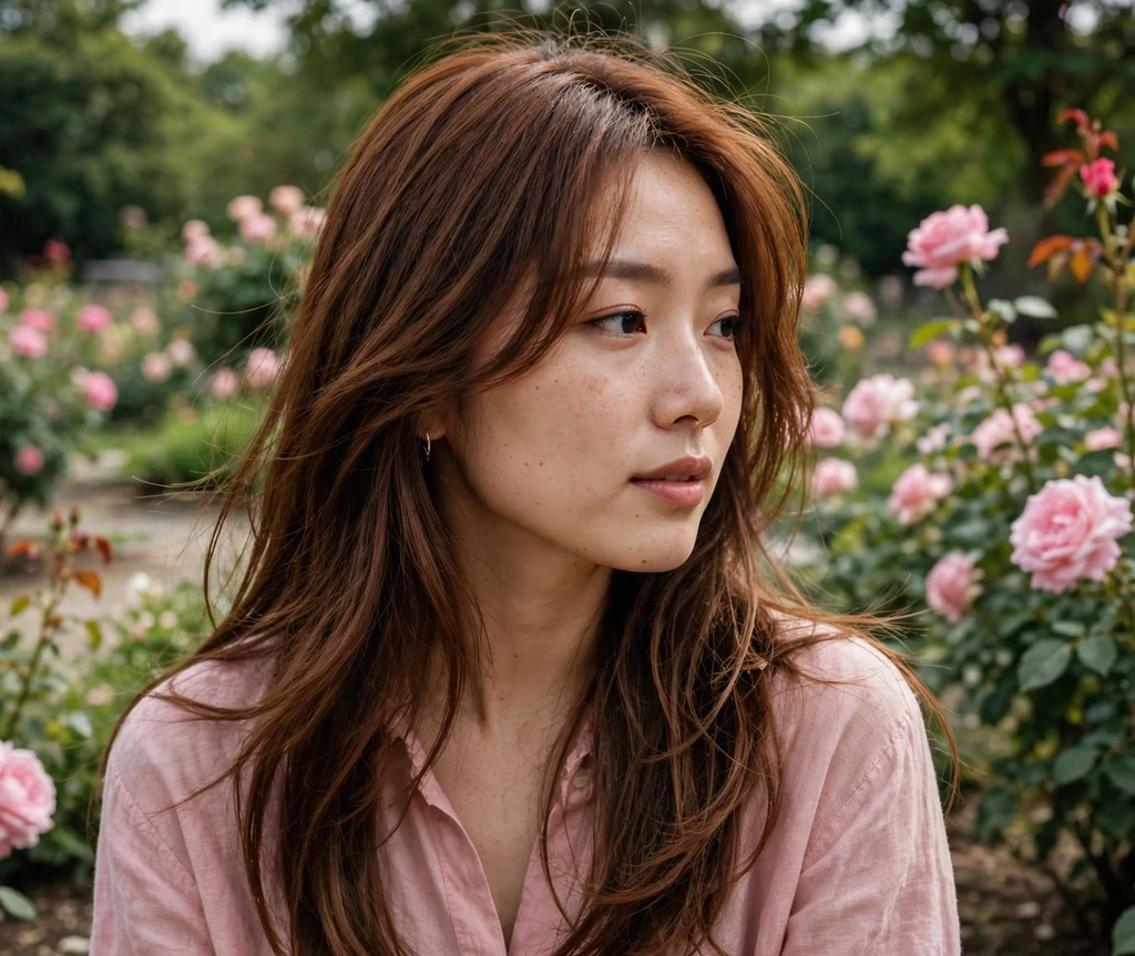 Warm chestnut brown long hair with face-framing layers