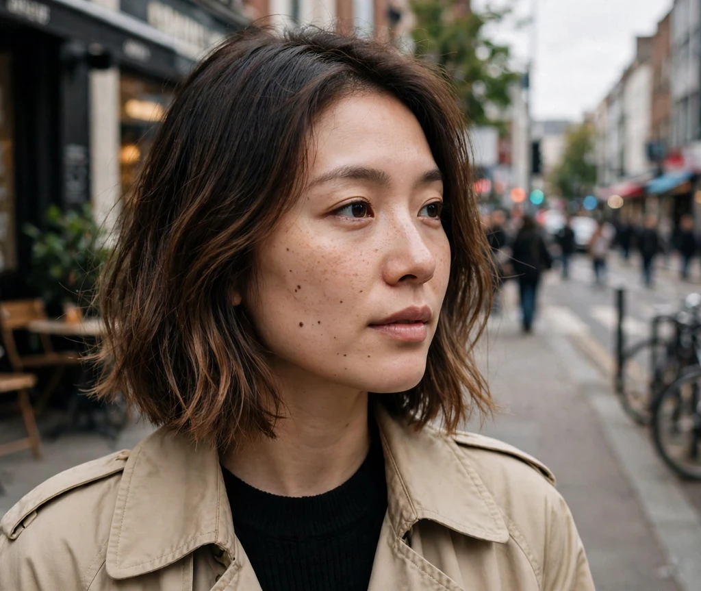 Dark mocha balayage chin-length bob